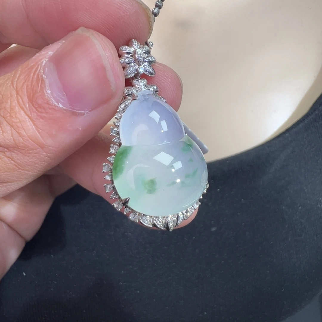 翡翠18K金镶嵌吊坠(不含链)