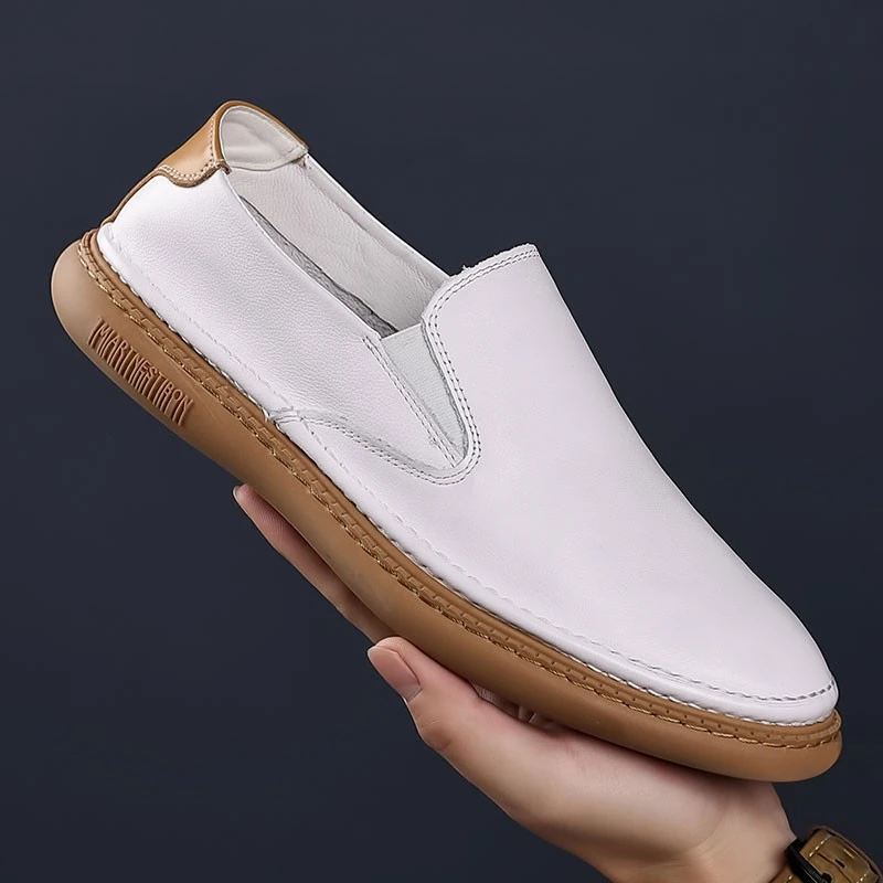 2025年新款小白鞋男软底懒人一脚蹬豆豆鞋夏季休闲男鞋软底乐福鞋