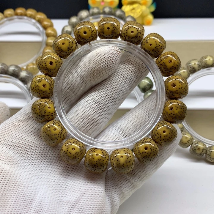 手串星月菩提1号 鸡油黄月留白小细星无烟花13/14