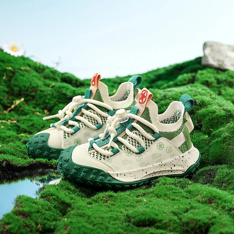 jeep儿童跑步鞋男童女童休闲运动鞋户外旅游鞋大童12-15岁网面鞋