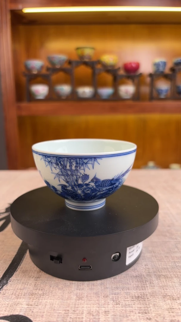 景德镇手工手绘青花景上添花主人杯口径8.2高5.5满景德镇陶瓷直播