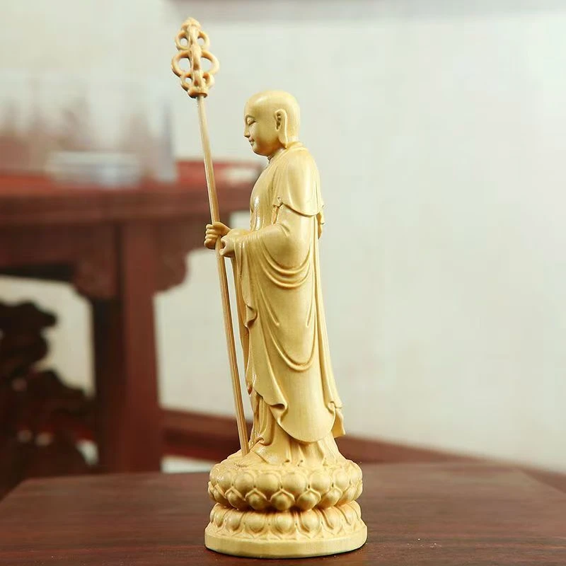 黄杨木雕地藏王菩萨佛像家居客厅把玩装饰
