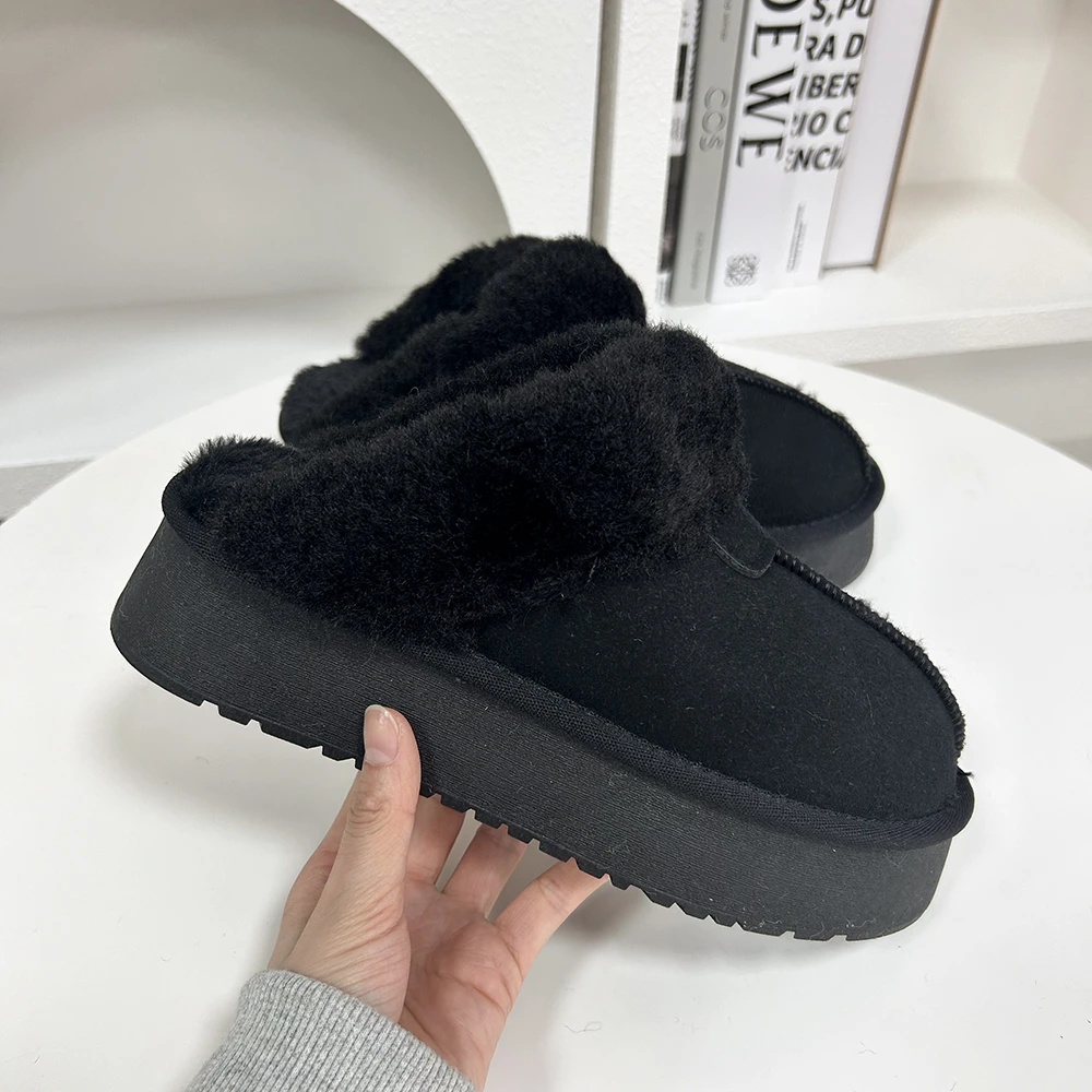 UG8806  厚底毛毛拖鞋女懒人外穿2024新款包头半拖鞋一脚蹬棉鞋