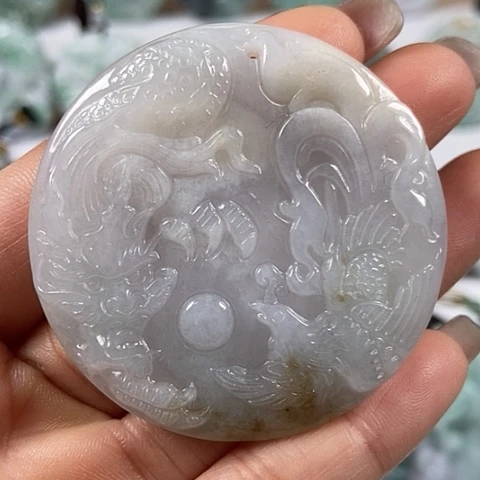 翡翠颈饰未镶嵌龙凤呈祥福利有棉感福利