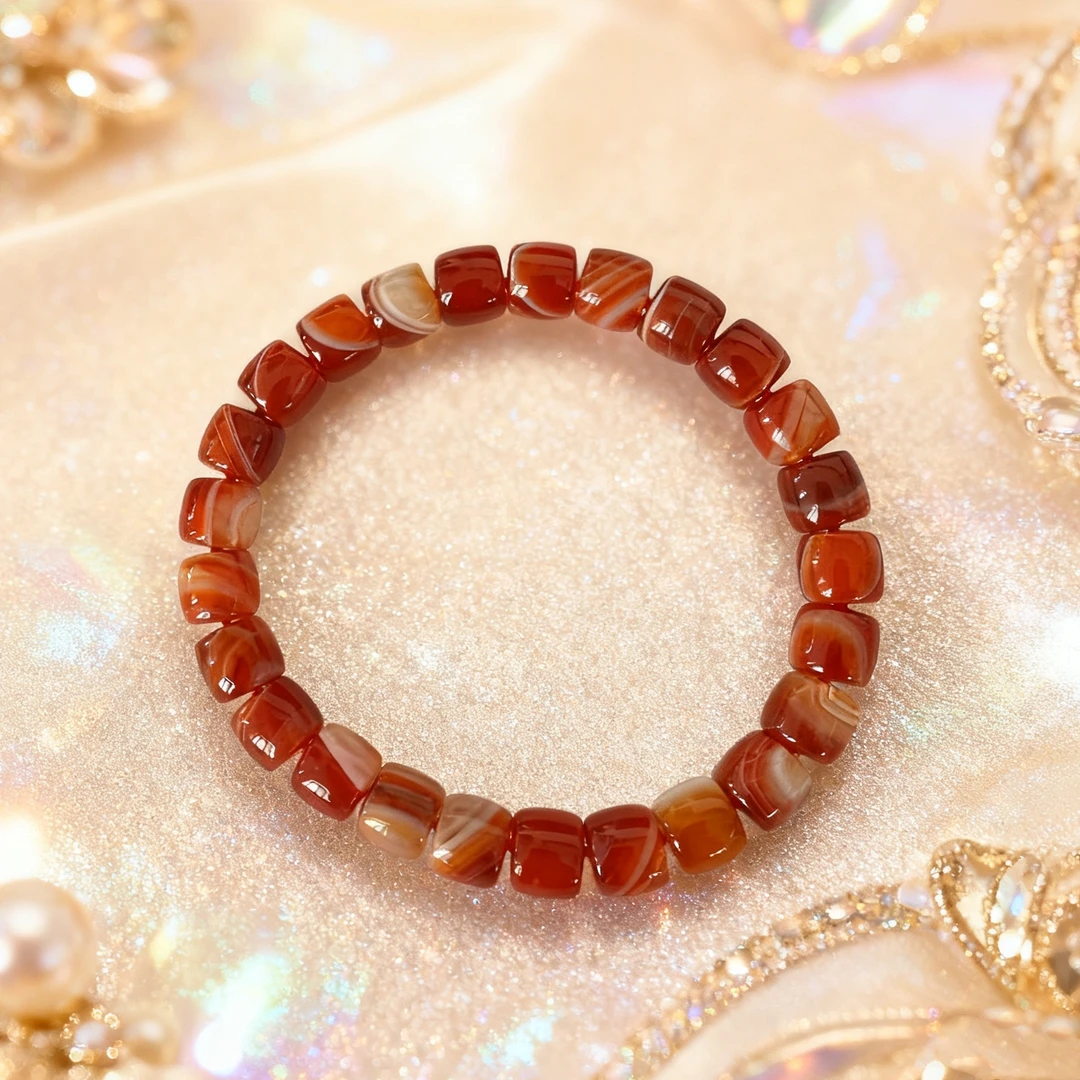 V70锦鲤玛瑙直切单圈手串8A级天然高级玛瑙（随机礼盒）