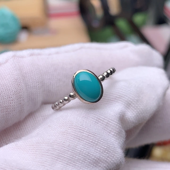 绿松石珠宝奇石银S925镶嵌大*