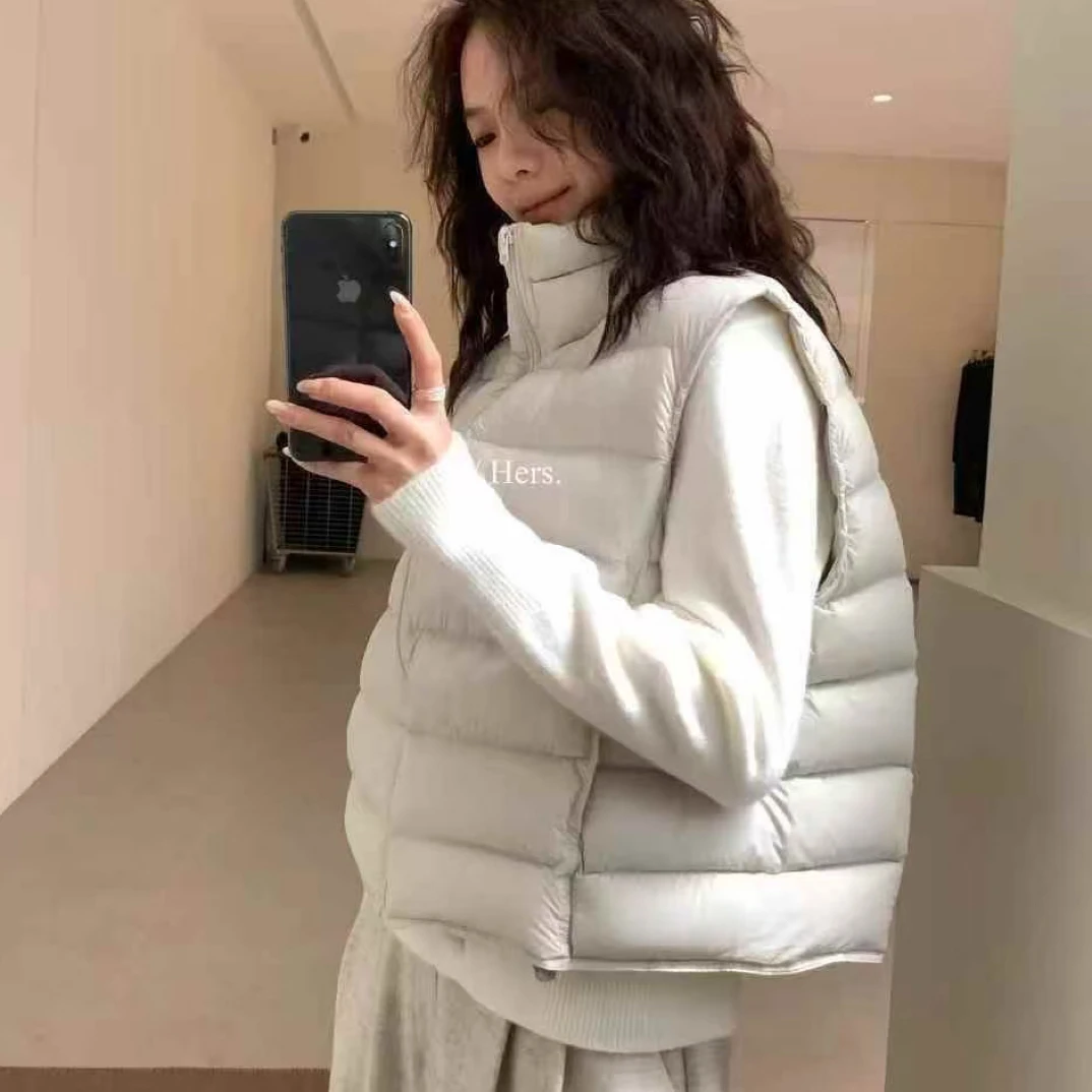 （大發）白鸭绒立领秋冬加厚排骨羽绒马甲女外穿保暖百搭女款网红