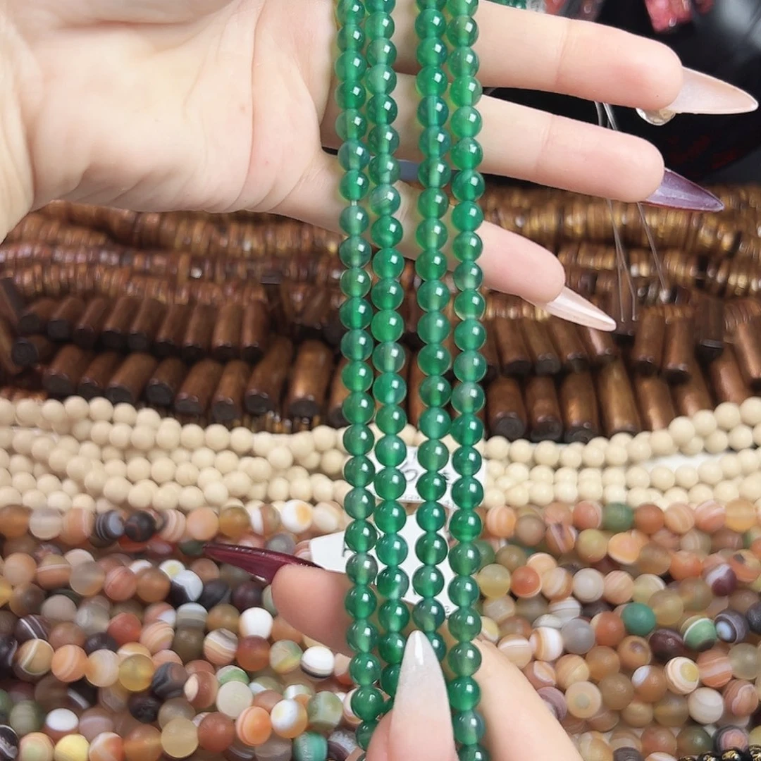 玛瑙/玉髓合金珠宝半成品a198 6.5m 碧绿玛瑙 拍一发二