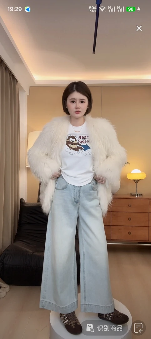 【花花定制】阔腿裤高腰薄款冬季牛仔裤直筒裤百搭蓝色休闲