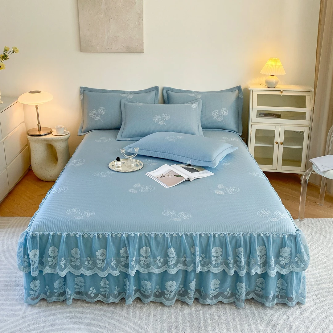 【洛神玫瑰】爆款凉席双蕾丝床裙定位款重工刺绣女神仙女必备凉席