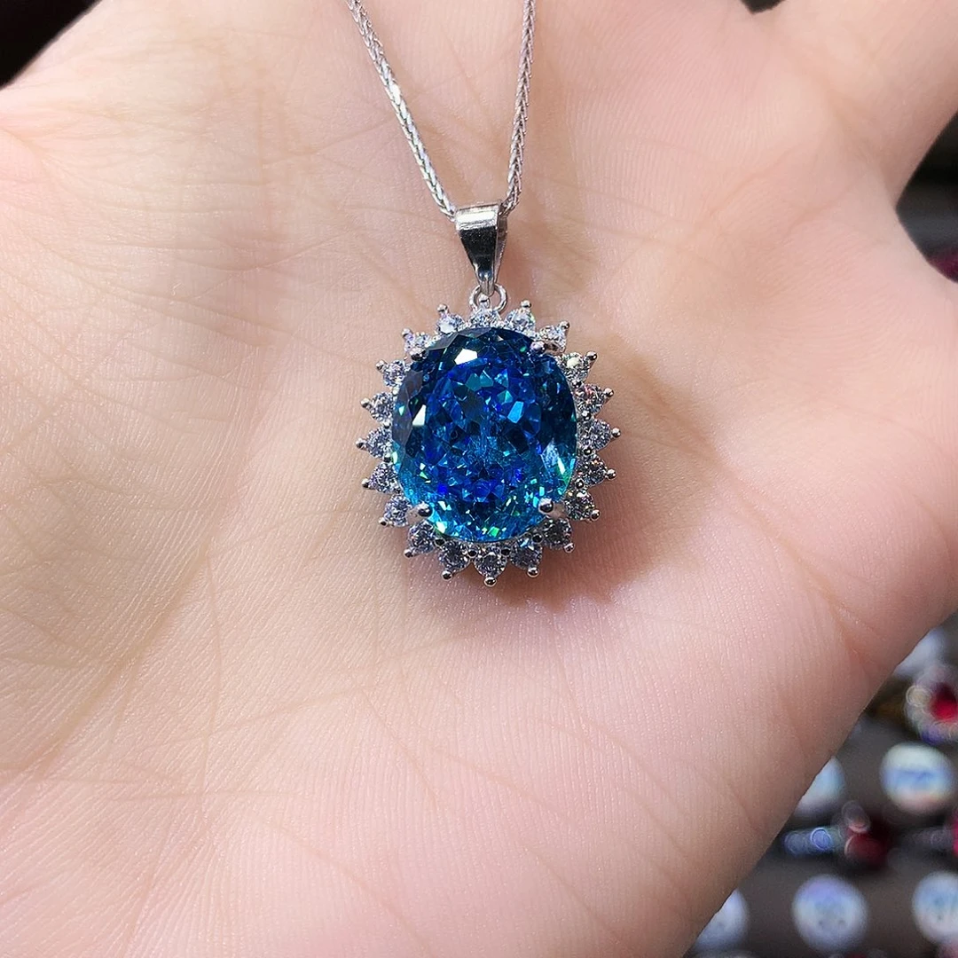 无吊坠925银海蓝色吊坠鸟巢切