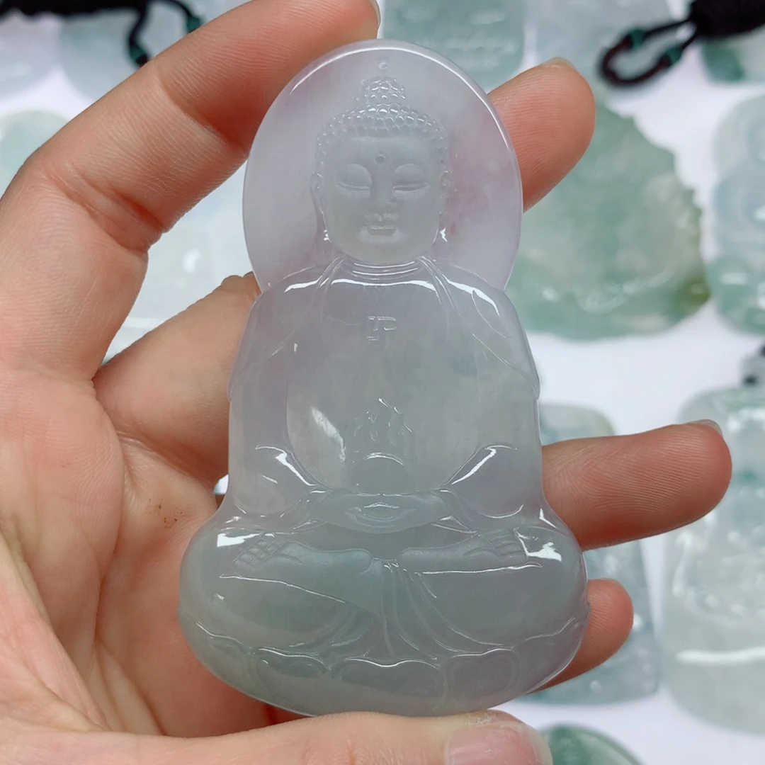 翡翠未镶嵌挂件大日如来