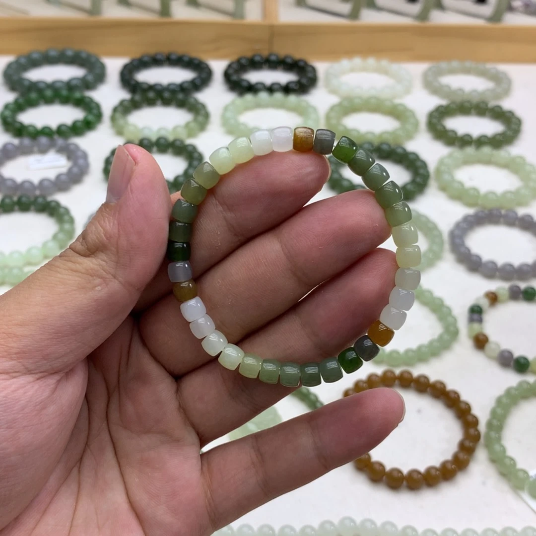 手串未镶嵌和田玉（直切多宝6）