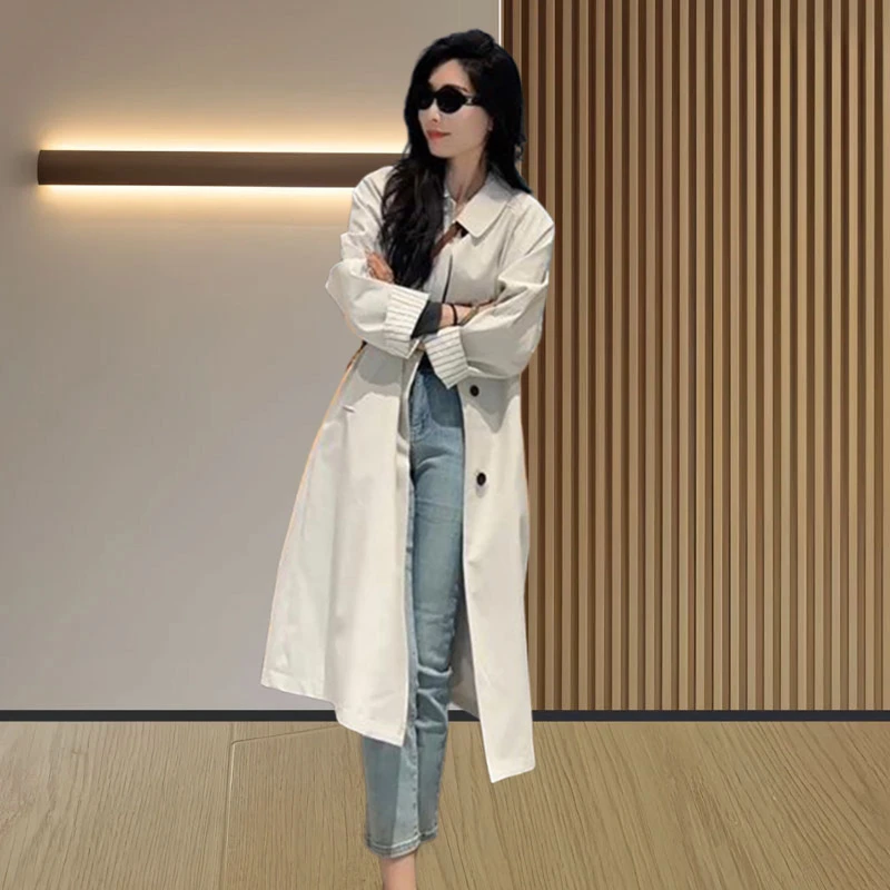 中长款风衣外套女士2025新款春秋季小个子高级感韩系休闲过膝大衣