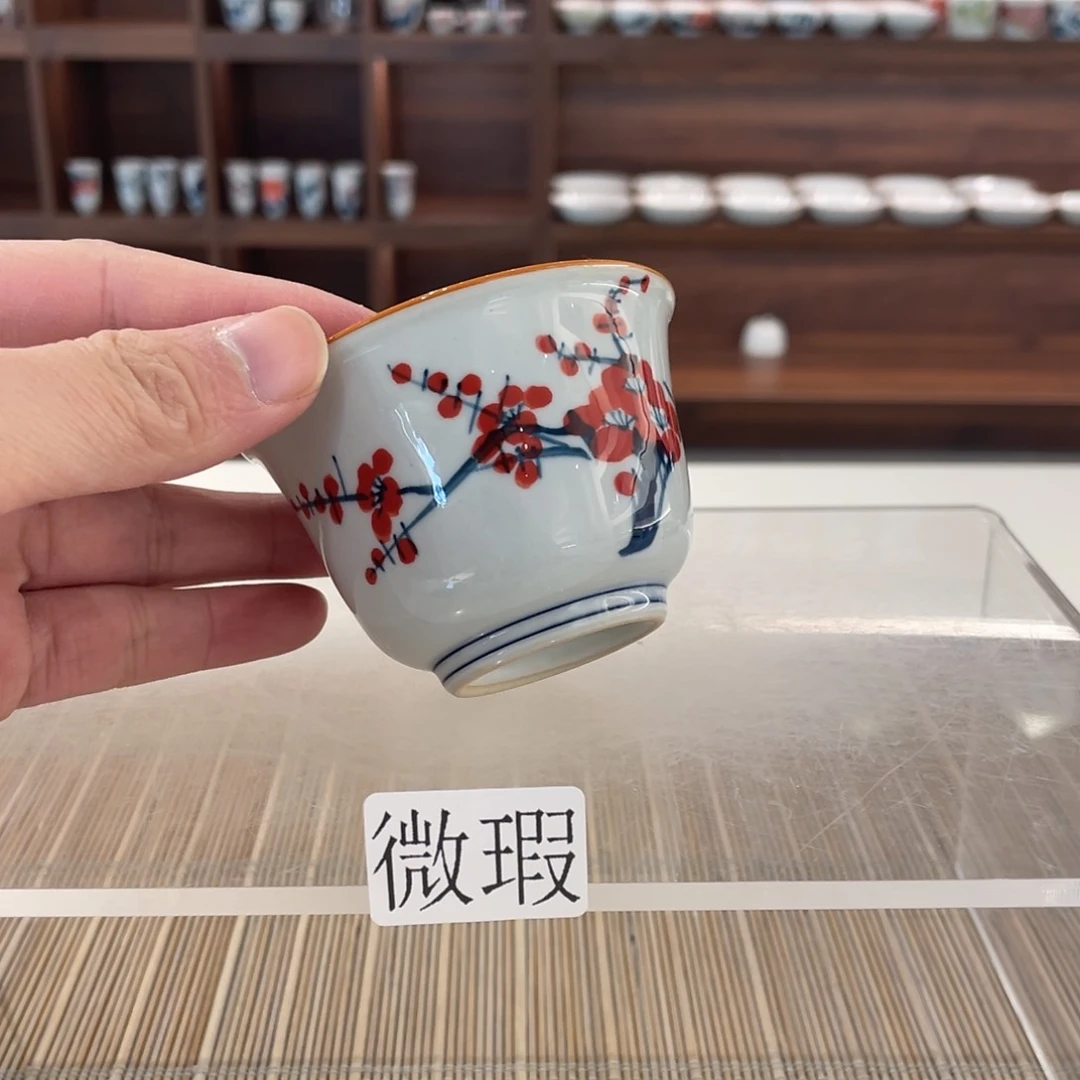 釉下手绘茶具微瑕