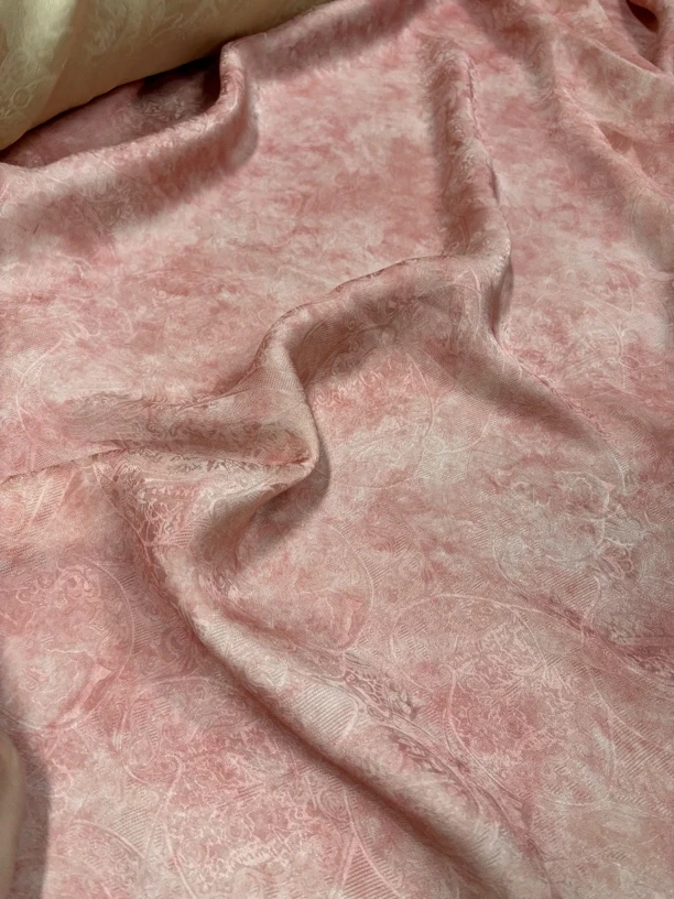 罗马假日 晕染粉 人丝绞萝国风新中式服装面料