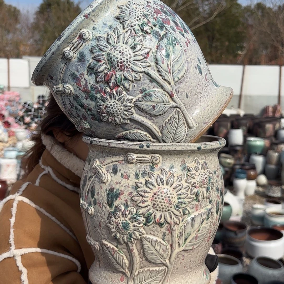 旗袍太阳花两个口径20高度20