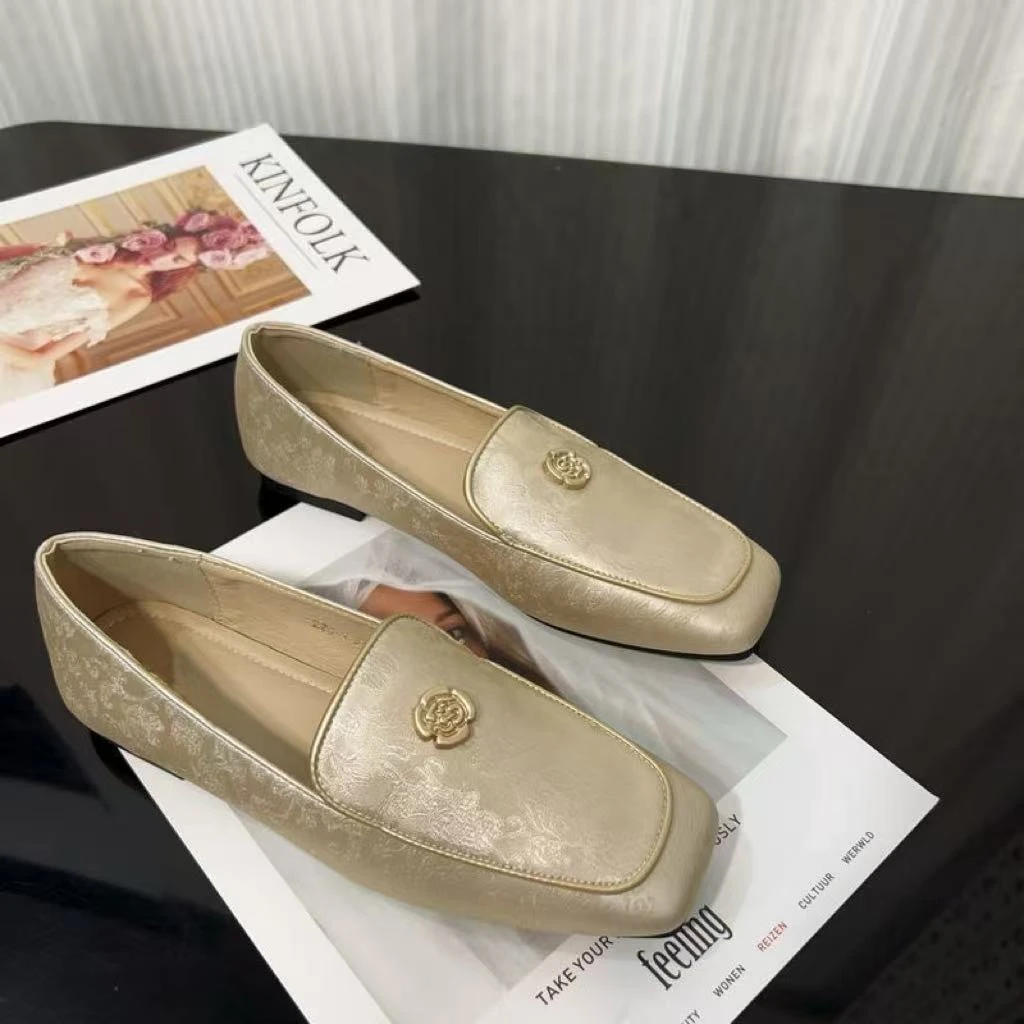 【粉丝专享】2025新版国风山茶花真皮橡胶底防滑耐磨百搭气质款f55