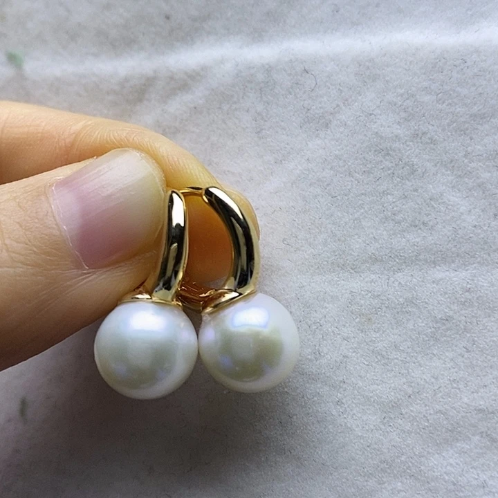 淡水珍珠耳饰银S925镶嵌