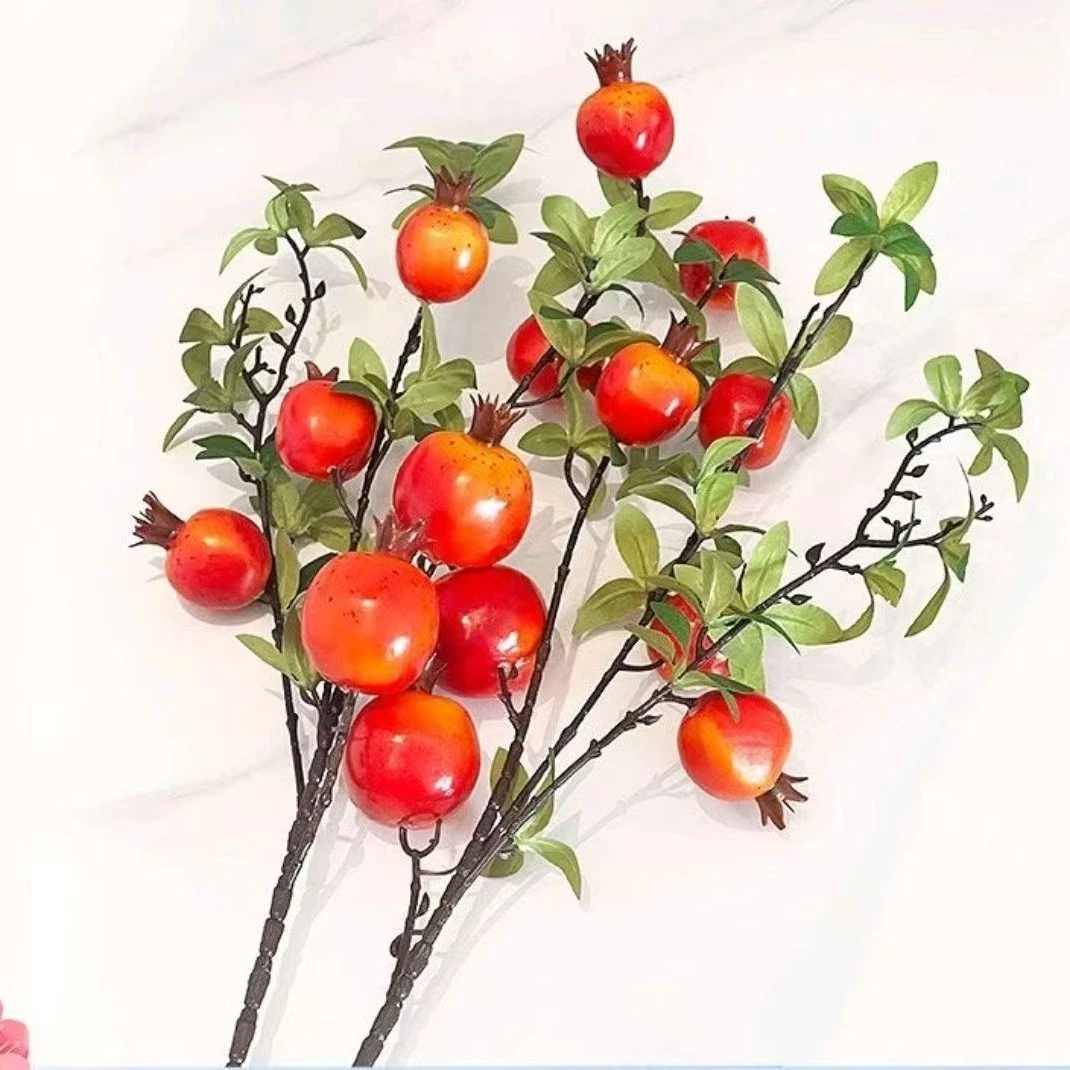 家用绢花6头石榴仿真