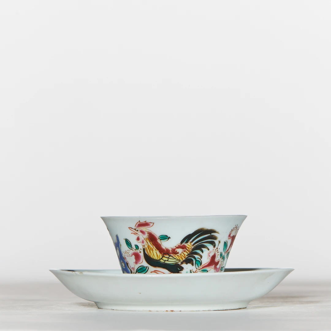 3855清雍正·粉彩大吉图杯碟【古董拍卖】