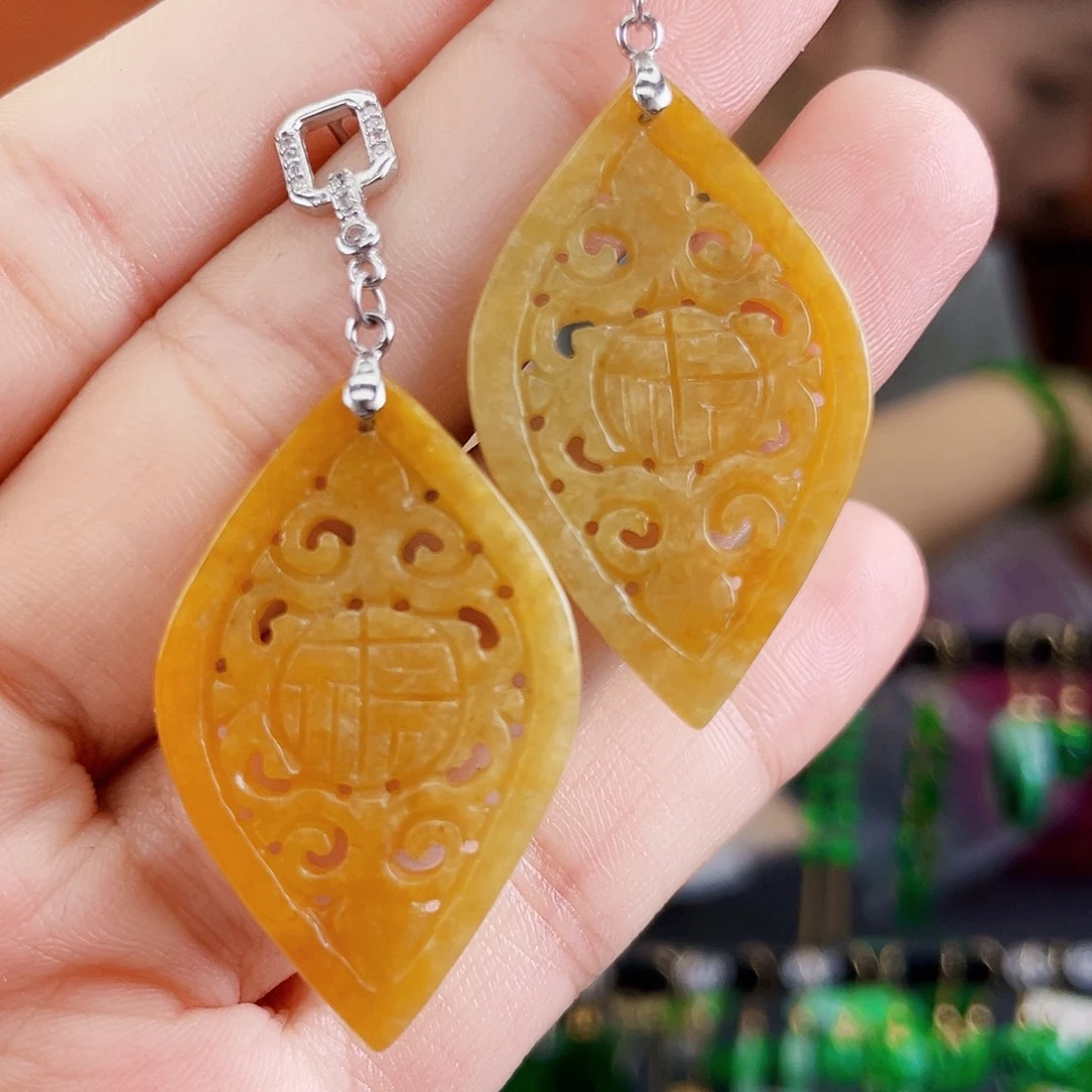 翡翠银S925镶嵌耳饰