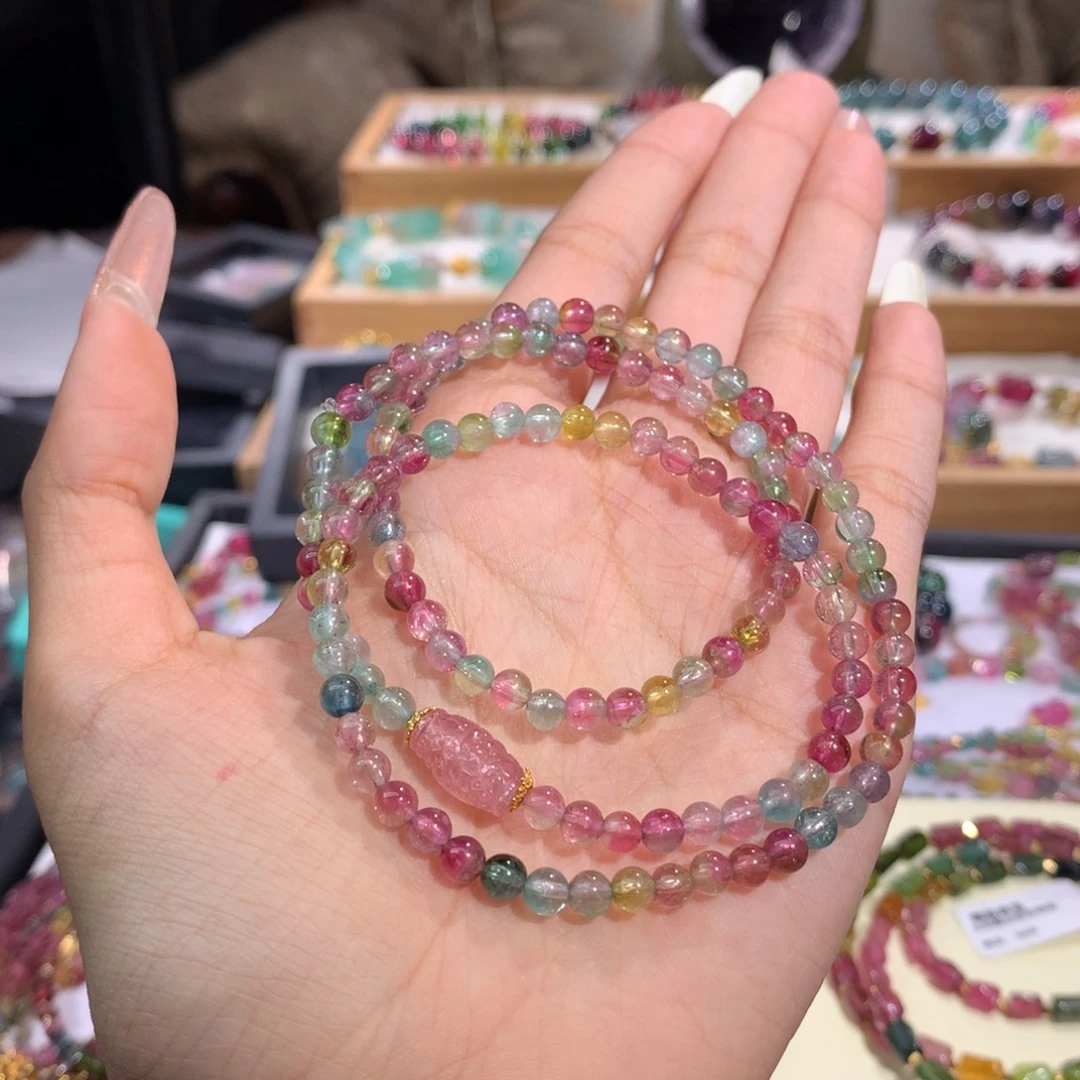 碧玺未镶嵌手串多样性发货其一