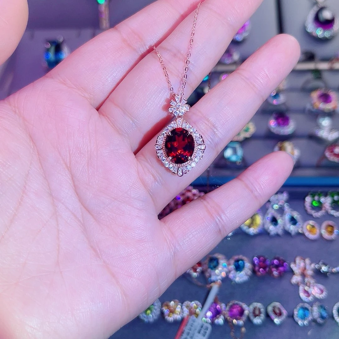 吊坠(赠链)银S925镶嵌石榴石