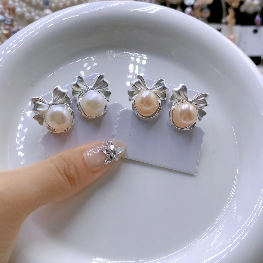 银S925镶嵌耳饰淡水珍珠