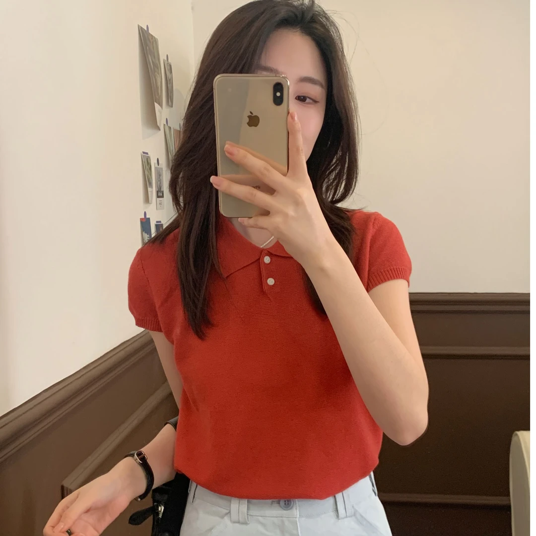 【Niche Young】 小众设计感百搭短款纯色针织衫 Y6148