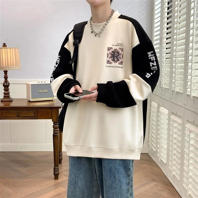 春秋新品学生港风宽松长袖上衣青少年男生潮流帅气百搭大童卫衣