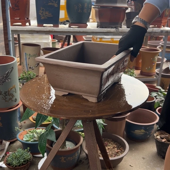 宜兴紫砂花盆31红马槽