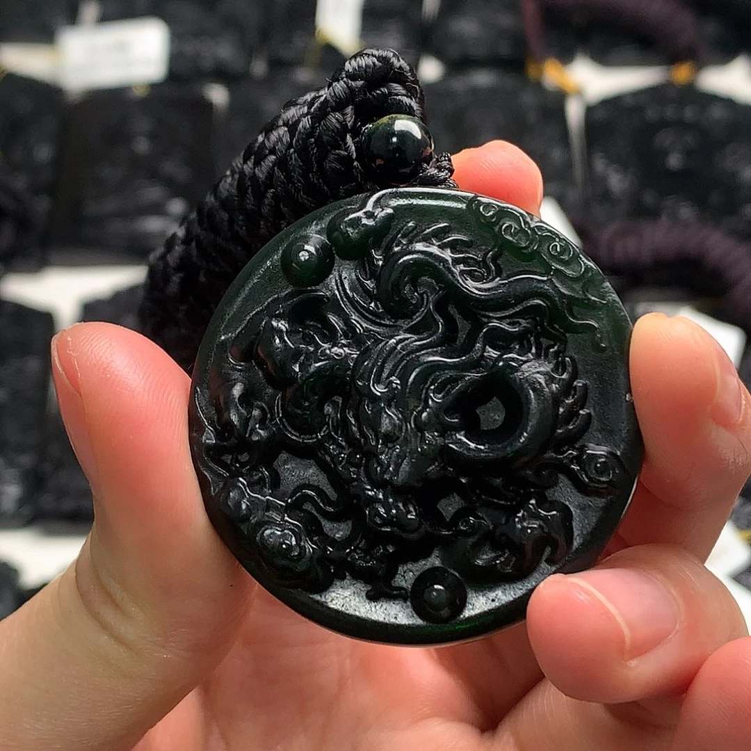 翡翠未镶嵌颈饰天然缅甸a货钢琴黑挂件