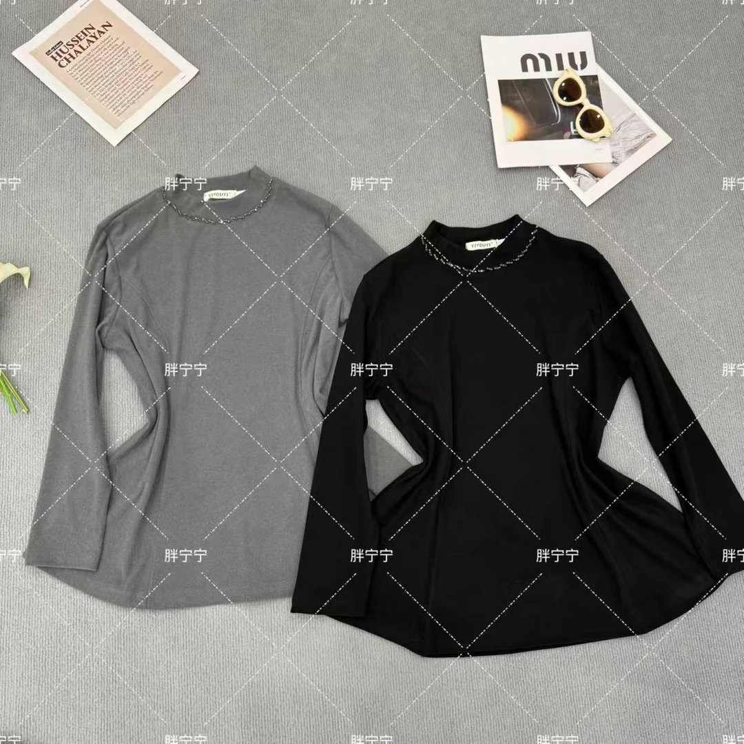 气质显瘦项链修R圆领打底上衣卫衣打底衫（衣长71左右）