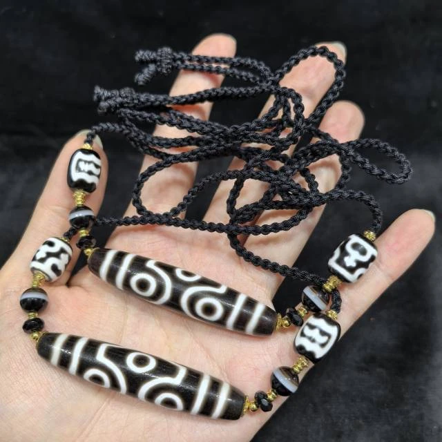 【曹美丽精选】 H64271-玛瑙DIY脖挂（十字六眼）多样性发其一50×12mm