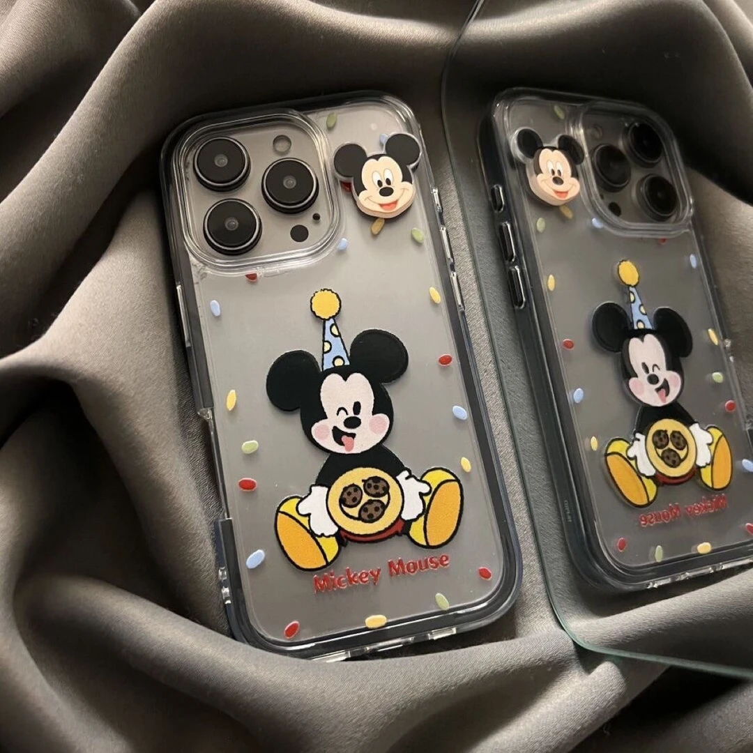 可爱卡通米奇适用苹果16promax手机壳iPhone15透明14日韩13防摔16