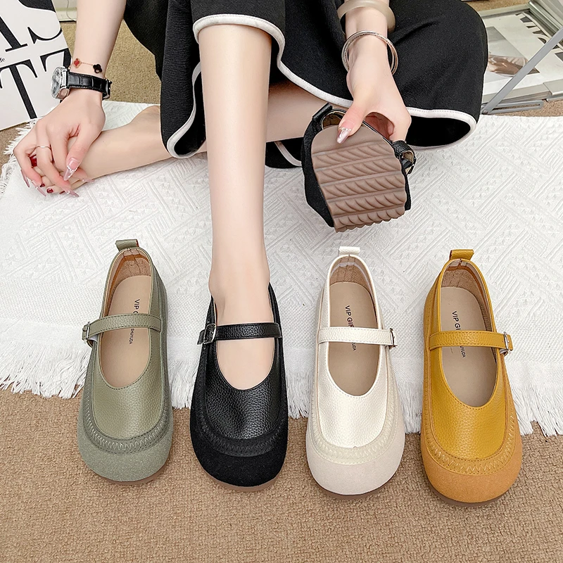 浅口单鞋女软皮软底春夏季大码女鞋2025新款平底鞋一字带豆豆鞋