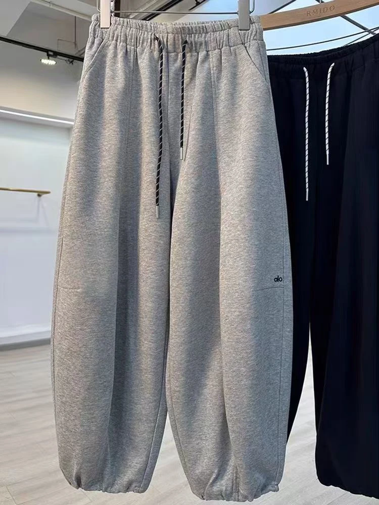 秋冬新款镰刀阔腿运动束休闲裤女宽松