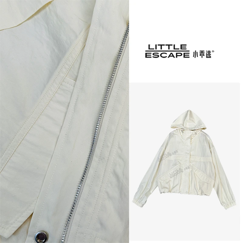 小乖逃素颜米白色风衣外套米白色黑色外套时尚黄色外套运动M8260