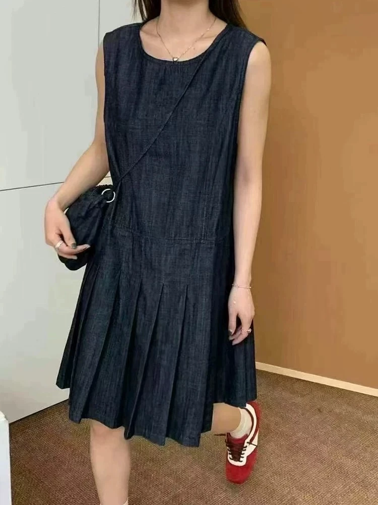 9063 牛仔无袖背心带包休闲连衣裙1256