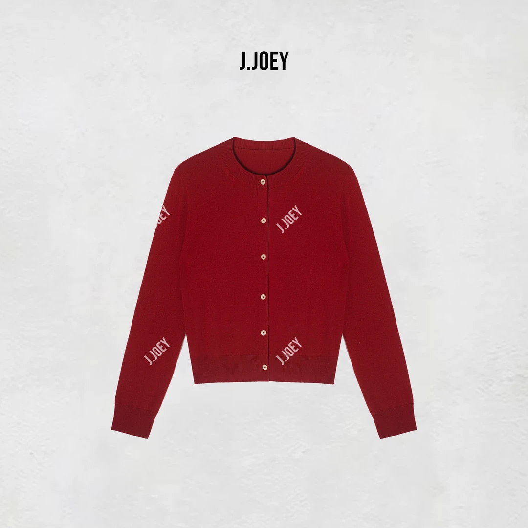 J.JOEY 秋冬圆领宽松羊毛毛衣开衫外套百搭极简高级感0757