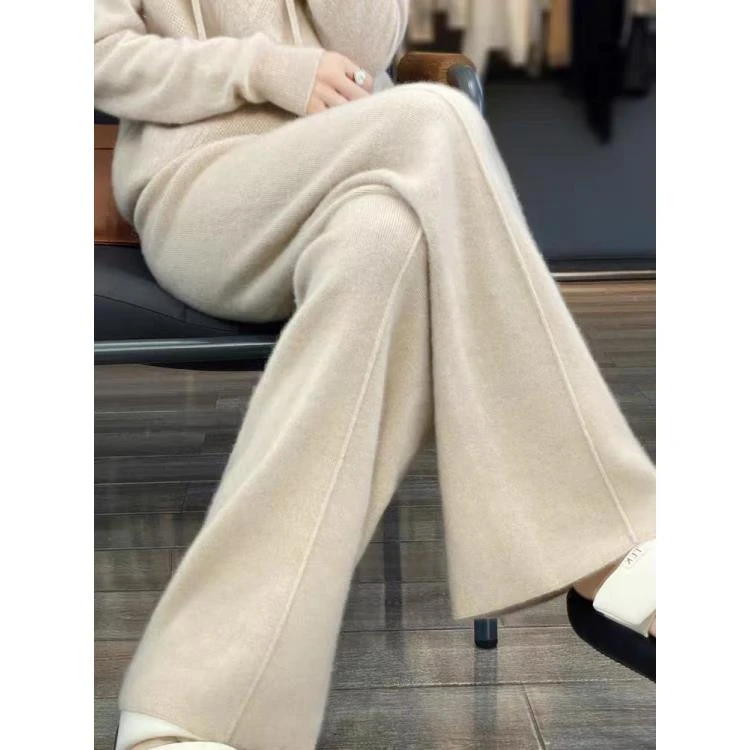 【加厚款羊毛裤】~加厚500克宽松休闲大码外穿阔腿显瘦中缝裤女455Z