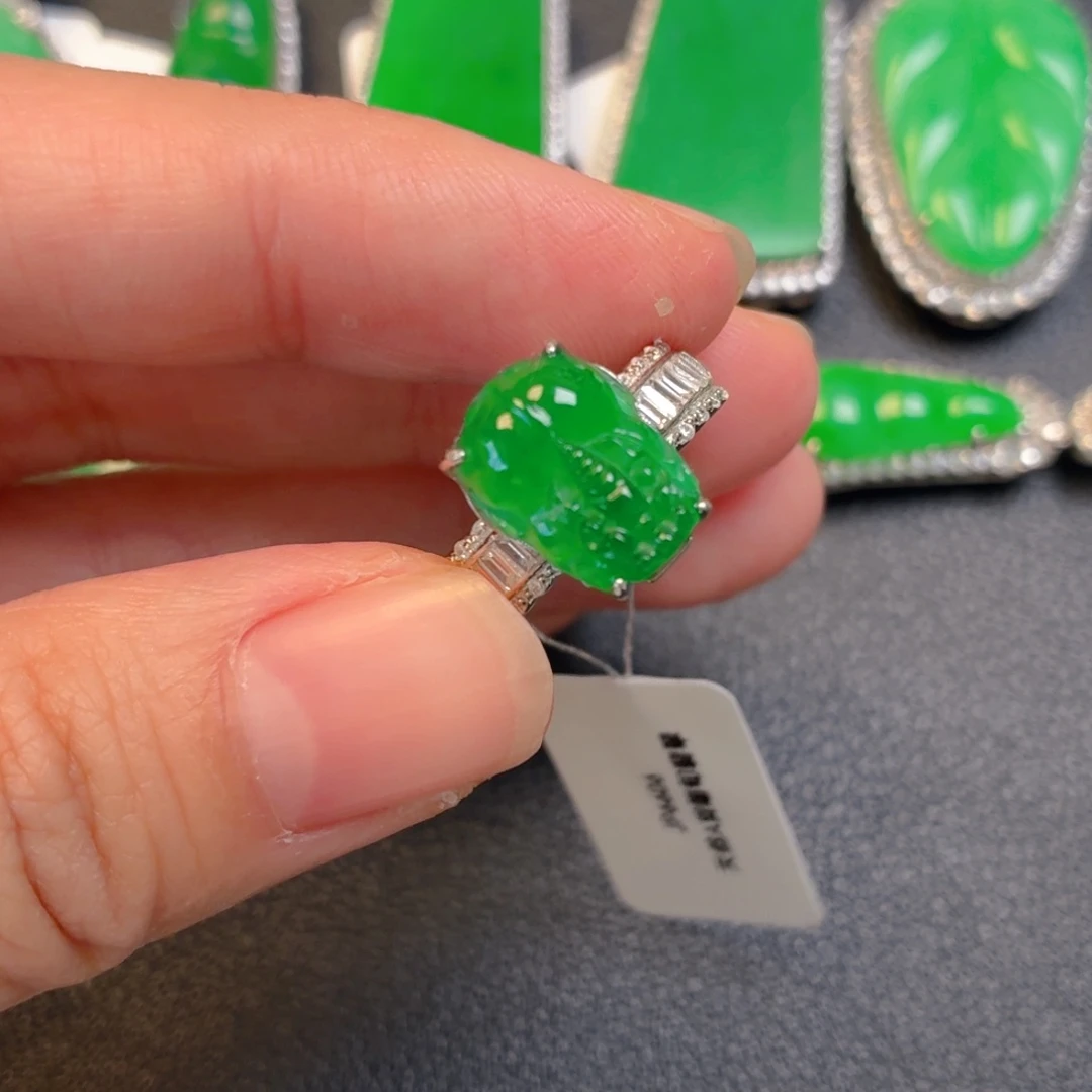 翡翠银S925镶嵌吊坠(不含链)戒指