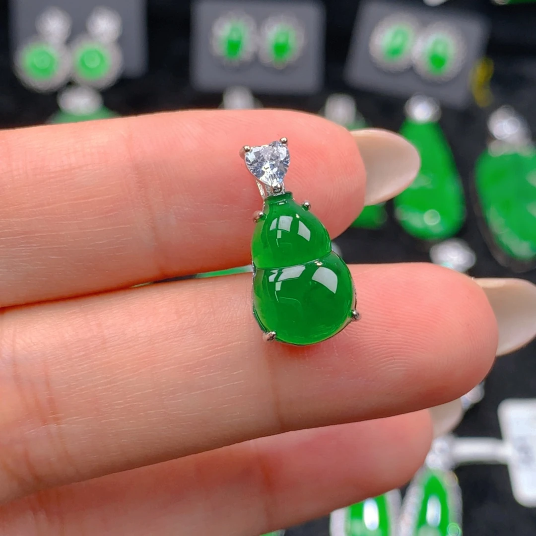 翡翠银S925镶嵌吊坠(不含链)