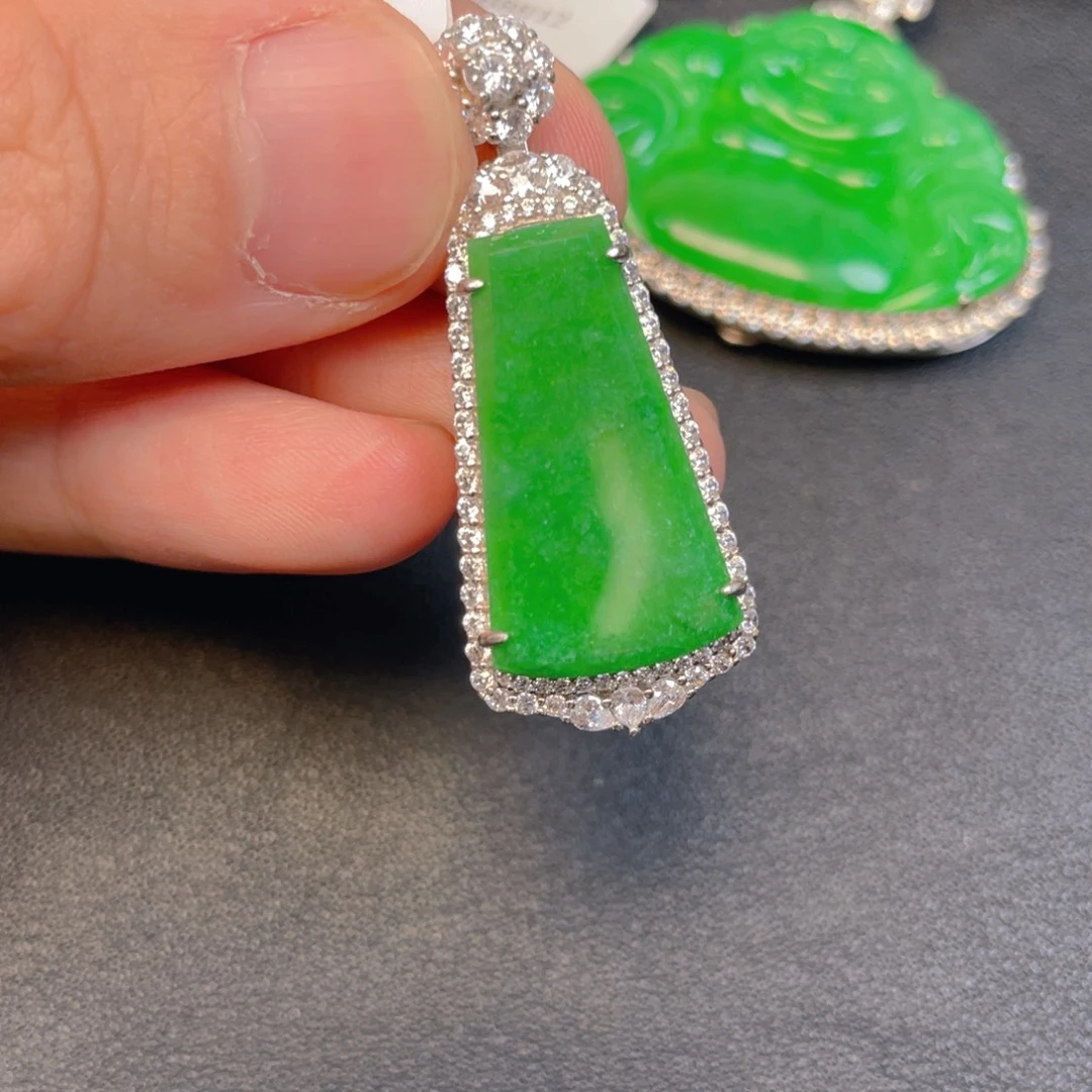 翡翠银S925镶嵌吊坠(不含链)