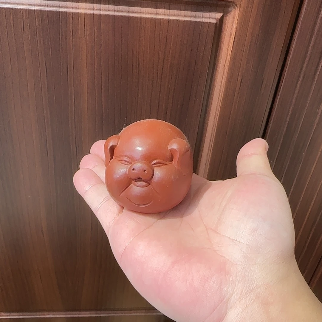 紫砂茶壶猪猪朱泥