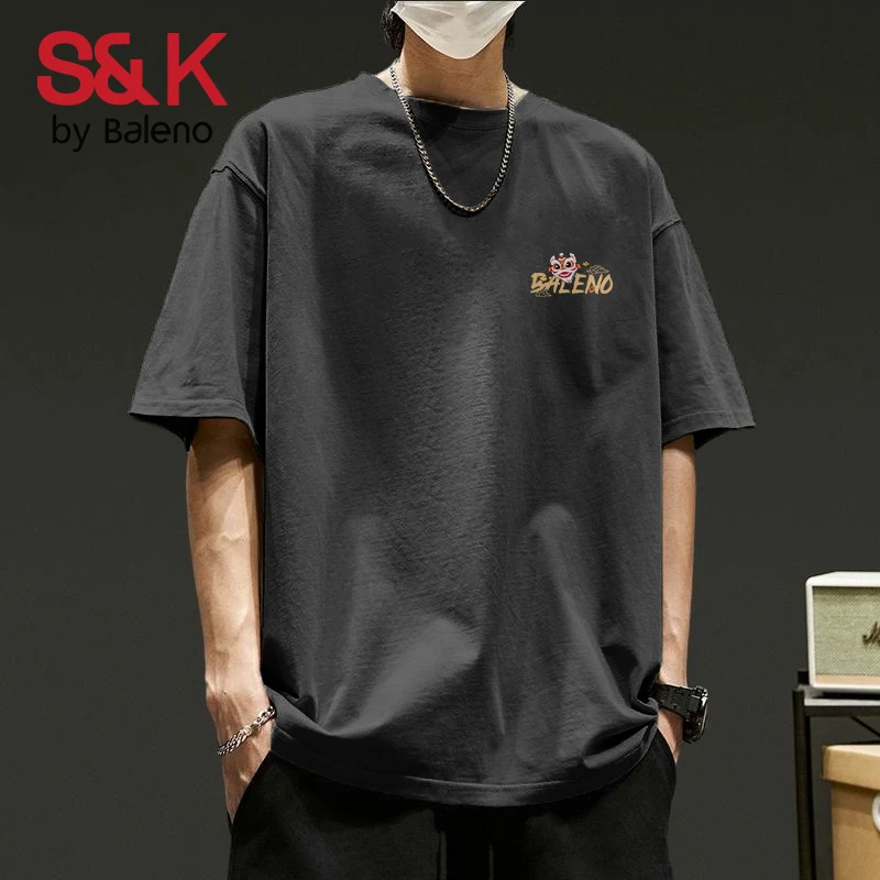班尼路短袖男t恤国潮醒狮痞帅慵懒风男装夏季纯棉大码半袖男款X