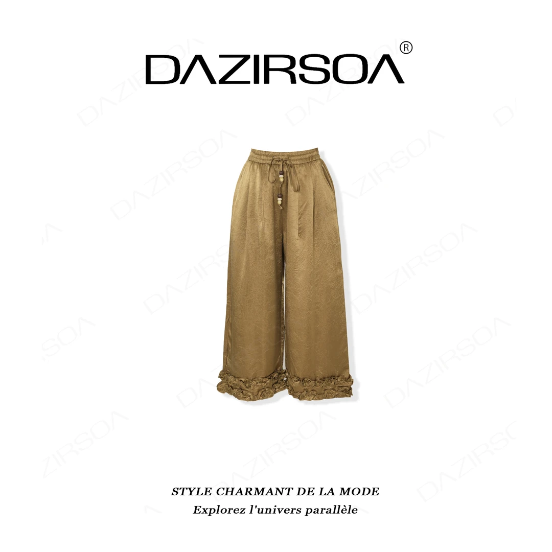 DAZIRSOA/达姿“晨光初显”时尚百搭个性直筒1oo醋酸休闲裤 AA136