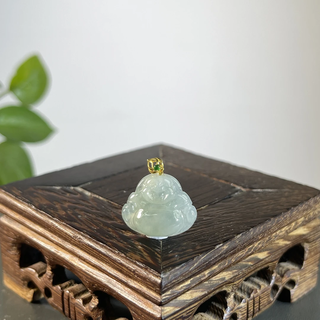 JTW10-20 天然缅甸A货翡翠  18K扣头佛公