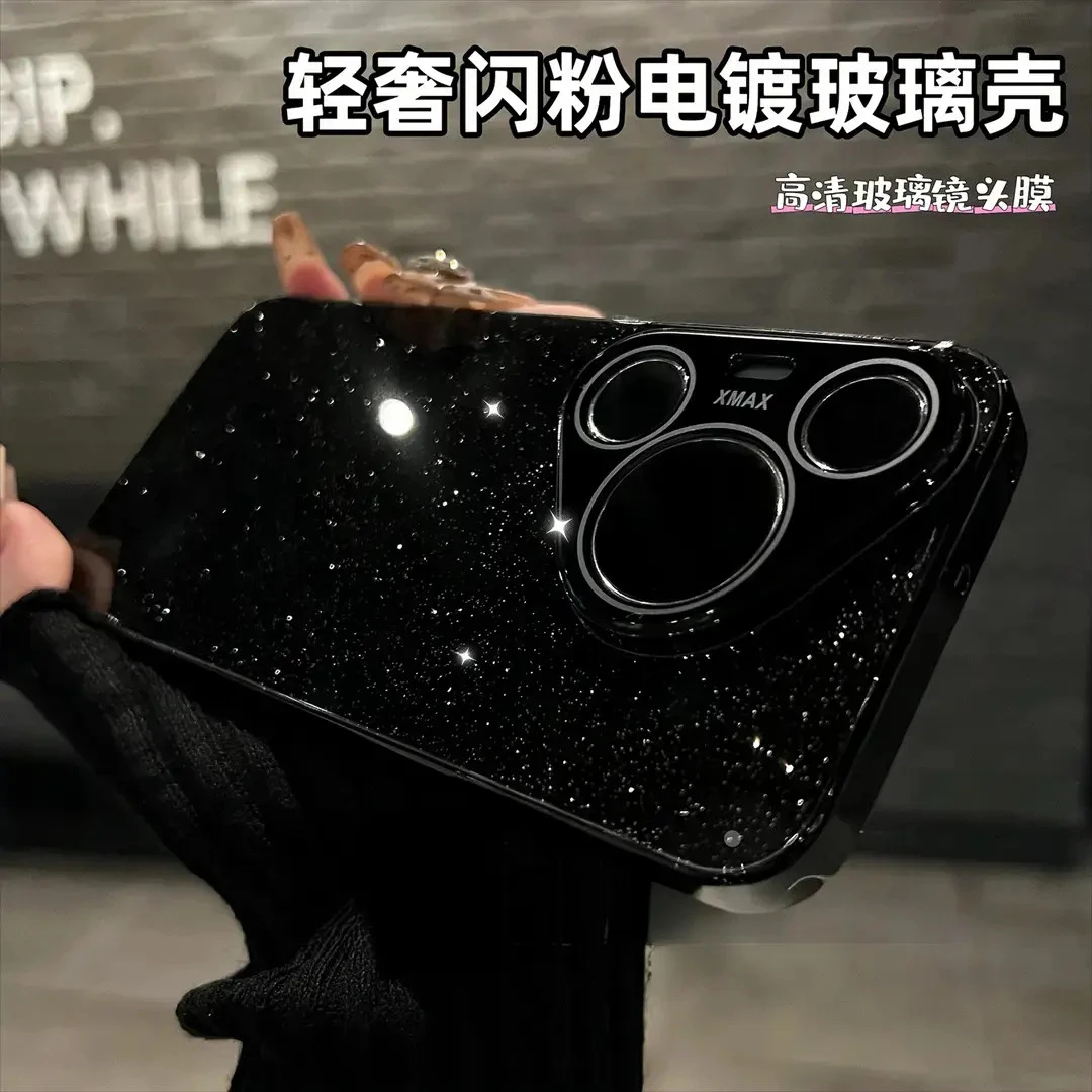 新款适用华为pura80手机壳轻奢满天星闪粉电镀玻璃带镜头膜70Pro